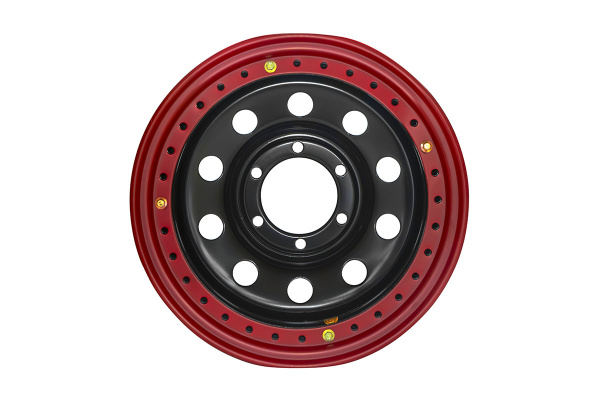 Диск усиленный Тойота Ниссан стальной черный 6x139,7 8xR16 d110 ET-19 с двойным бедлоком (красный)
