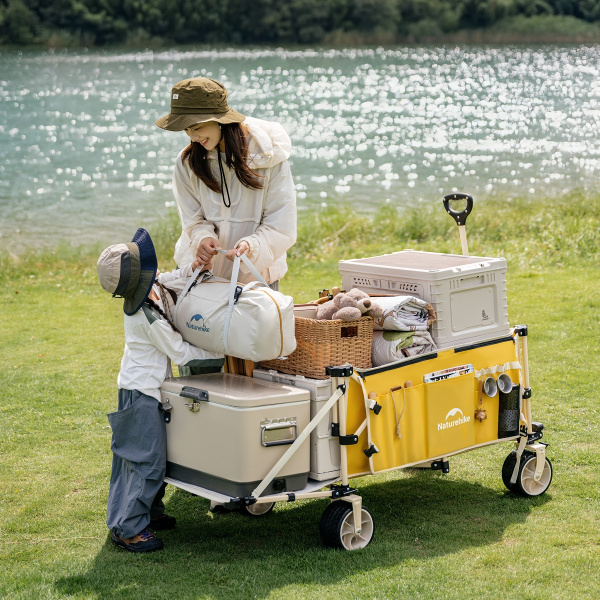 Тележка туристическая Naturehike Rubiks Cube 142/101х66х107 см, 185+90 л, горчично-желтая