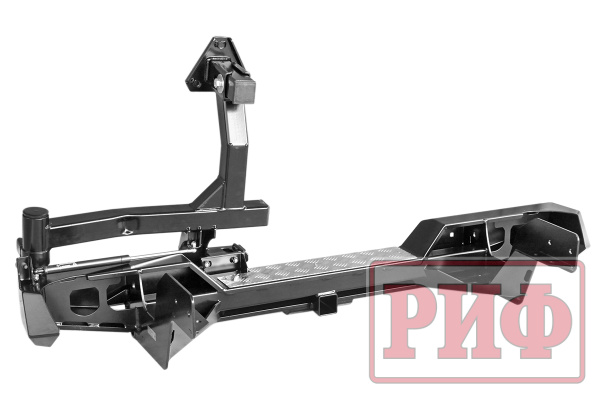 Бампер РИФ силовой задний Toyota Hilux 1983-1997 с квадратом под фаркоп и калиткой