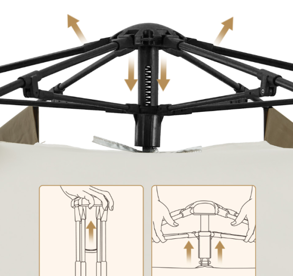 Палатка Naturehike Hexagonal 3-4-местная, автоматическая, хаки (бежевая)