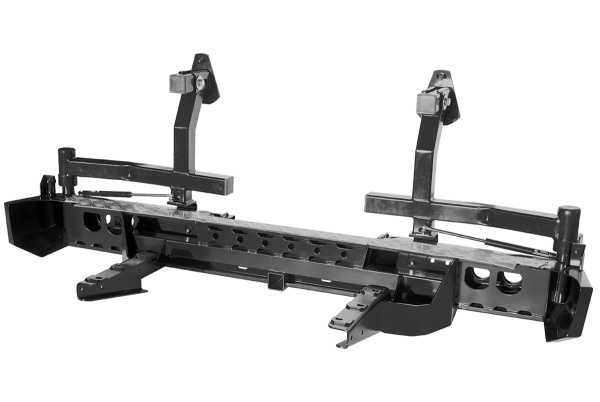 Бампер РИФ задний ГАЗ Соболь с квадратом под фаркоп, 2-мя калитками и фонарями