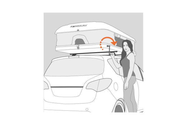 Палатка на крышу автомобиля AUTOHOME MAGGIOLINA CARBON FIBER SMALL, тент серый, лестница 215 мм