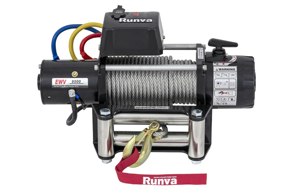 Лебёдка электрическая 12V Runva 9500 lbs 4350 кг (стальной трос)