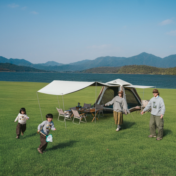 3 Палатка Naturehike Ango Air Pro, 3-местная, быстросборная, надувной каркас, коричневая