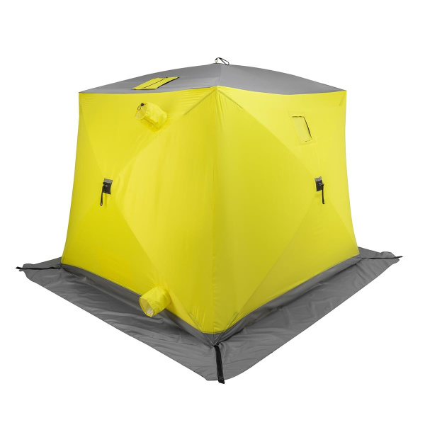 Палатка зимняя PREMIER утепл. Куб ЛОНГ-2 желтый/серый