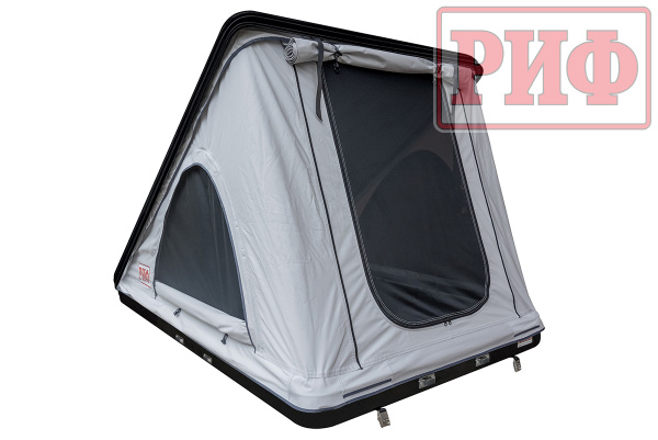 Палатка на крышу автомобиля РИФ Hard RT05-125, корпус черный, тент светло-серый, 210х125х150