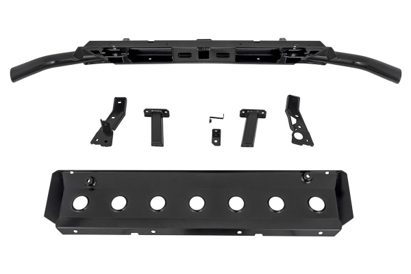 Бампер передний силовой/защита штатного бампера РИФ Renault Duster 2015-2020 с квадратом под фаркоп и защитой радиатора