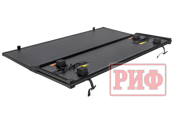 Крышка кузова РИФ для Mitsubishi L200 2024+, трёхсекционная 1545x1600/1550 мм, алюминиевая, черная 