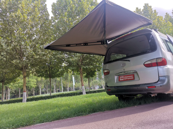 3 Маркиза автомобильная РИФ веерная, безопорная 2,3х2 м (левая), серая