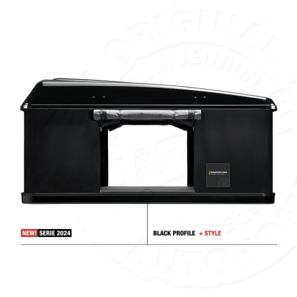 Палатка на крышу автомобиля AUTOHOME MAGGIOLINA GRAND TOUR LARGE 360 BLACK STORM, чёрный тент, лестница 215 мм