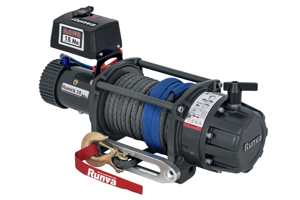 Лебёдка автомобильная электрическая 12V Runva EWB18000SSR влагозащищенная, синтетический трос