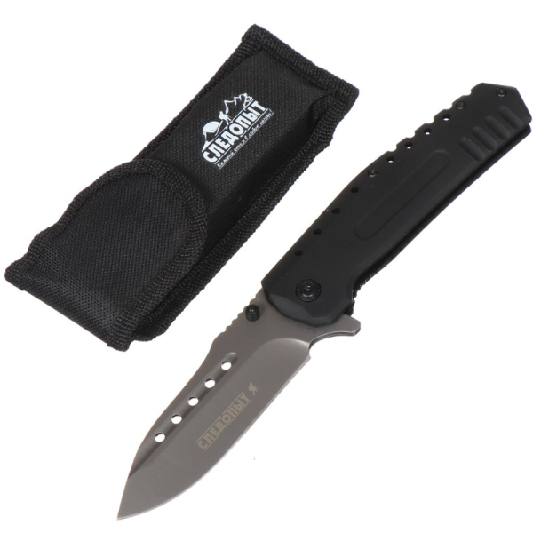 Нож туристический "СЛЕДОПЫТ" с зажимом, клинок 100 мм, в чехле.