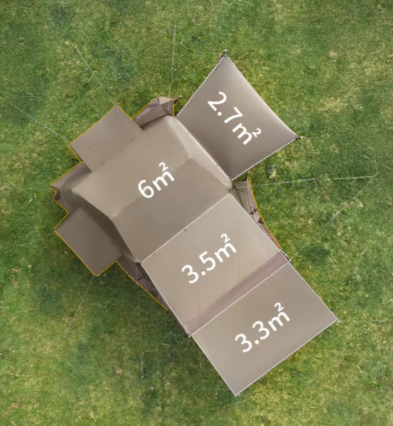 Палатка Naturehike Village 6.0 II поколения 4-местная, быстросборная, с верандой, коричневая