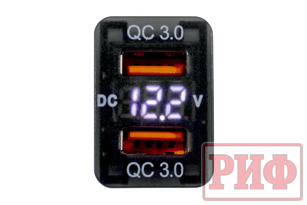 Розетка USB 2 QC 3.0 с вольтметром для Toyota 32x20