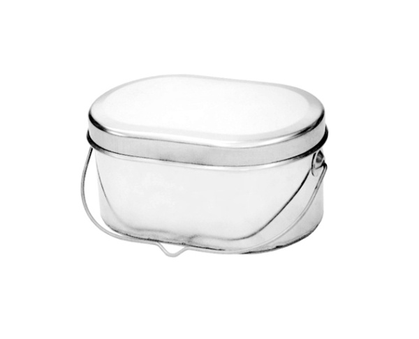 Котелок туристический 1,3 л., низкий, нержавеющая сталь, крышка с ручками