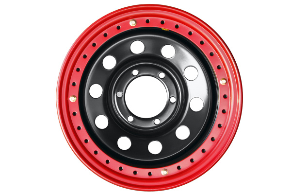 Диск усиленный Тойота Ниссан стальной черный 6x139,7 8xR16 d110 ET-19 с бедлоком (красный)