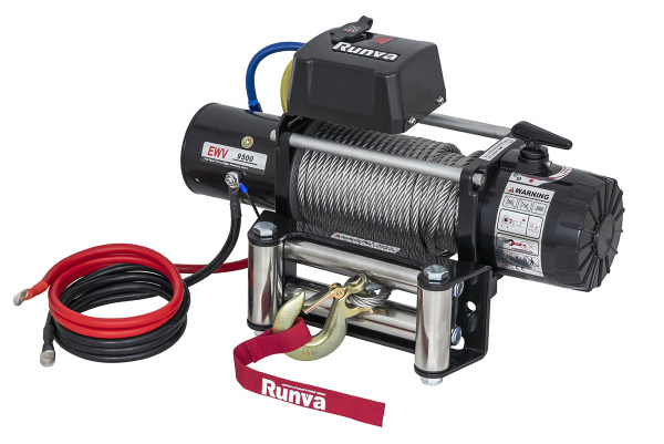 Лебёдка электрическая 12V Runva EWV9500S 4350 кг (стальной трос)
