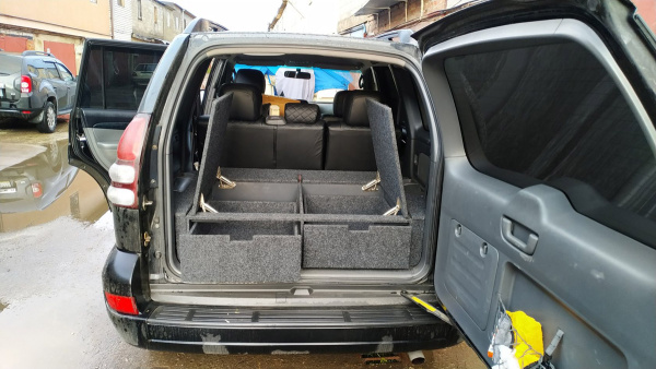 Органайзер в багажник для Toyota Land Cruiser Prado 120 (2 выдв.ящика+спальник)