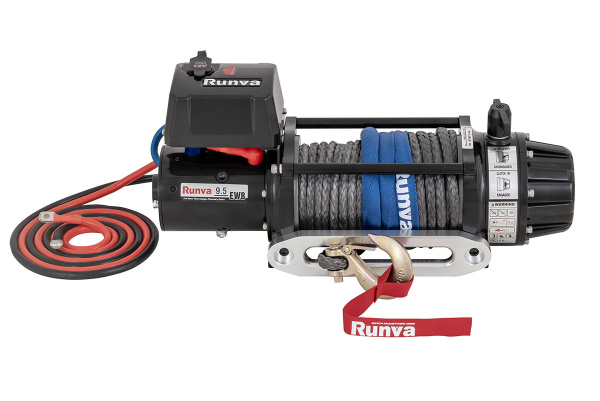 Лебёдка автомобильная электрическая 12V Runva EWB9500USR 4350 кг влагозащищенная, синтетический трос