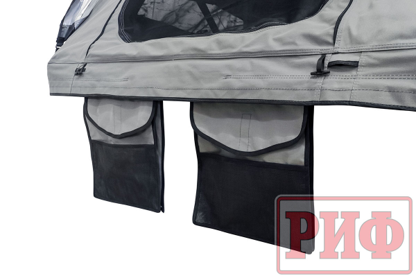 Палатка на крышу автомобиля РИФ Soft RT02-140 PRO, тент серый, 140х(240+70)х115 см