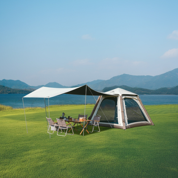 2 Палатка Naturehike Ango Air Pro, 4-местная, быстросборная, надувной каркас, коричневая