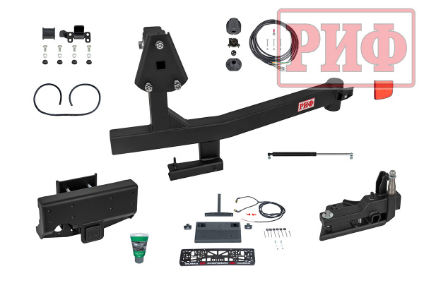 Калитка РИФ с фаркопом в штатный задний бампер Toyota Land Cruiser 200 2008-2015 под штатное колесо, с подсветкой номера