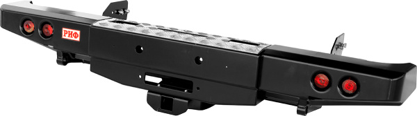 Бампер РИФ задний Mitsubishi L200 2005-2015 с площадкой под лебёдку, квадратом под фаркоп и фонарями