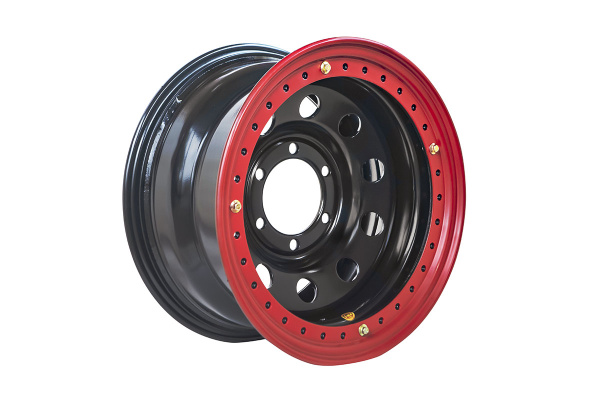 Диск усиленный Тойота Ниссан стальной черный 6x139,7 8xR16 d110 ET-19 с двойным бедлоком (красный)