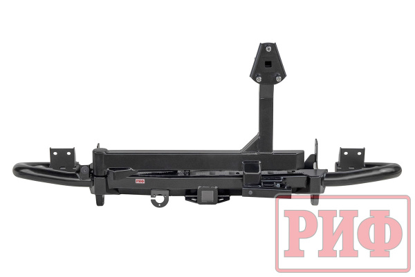 Бампер РИФ силовой задний УАЗ Патриот 2005+ c квадратом под фаркоп и калиткой, стандарт