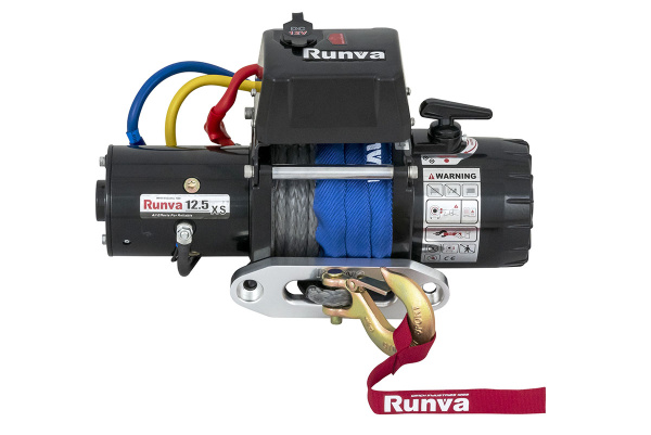 Лебёдка электрическая 12V Runva 12500 lbs 5670 кг короткий барабан, синтетический трос