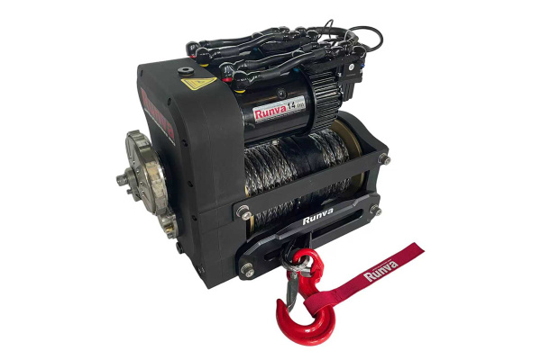 Лебёдка электрическая 12V Runva 14000 lbs 6350 кг двухмоторная (синтетический трос)