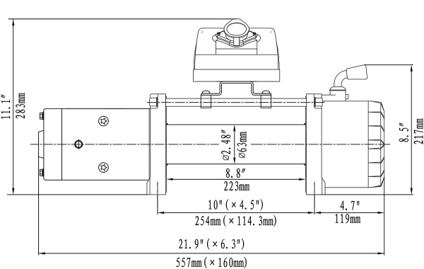 Лебёдка электрическая 12V Runva 10000 lbs 4500 кг (кевлар) Лебёдка электрическая 12V Runva 10000 lbs 4500 кг (кевлар)