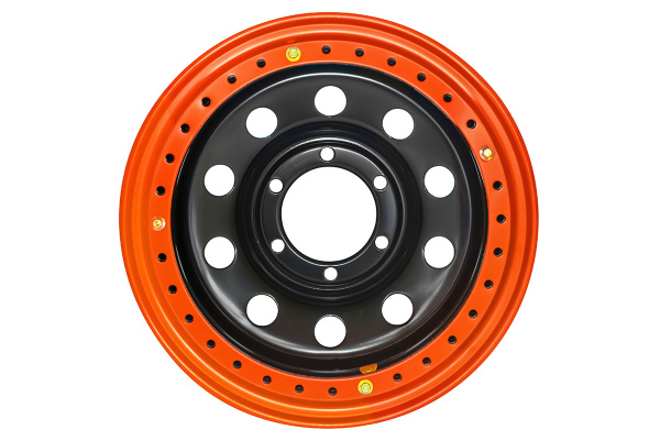 Диск усиленный Тойота Ниссан стальной черный 6x139,7 8xR16 d110 ET-19 с бедлоком (оранжевый)
