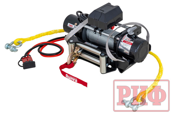 Лебёдка переносная РИФ 9000U c квадратом для фаркопа, стальной трос (облегченная)