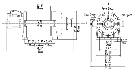 Лебёдка гидравлическая двухскоростная Runva 20000 lbs 9072 кг