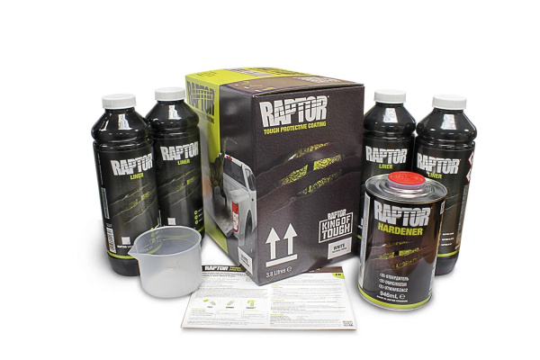 Покрытие защитное повышенной прочноcти RAPTOR белое, с отвердителем 2K U-POL 4л+1л