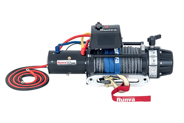 Лебёдка электрическая 12V Runva 12500 lbs 5670 кг (влагозащищенная) синтетический трос