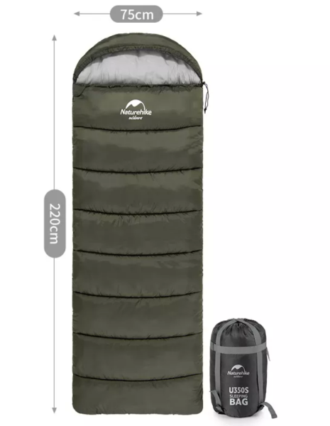 Мешок спальный Naturehike U350, (190х30)х75 см, (левый) (ТК: +1°C), темно-зеленый Мешок спальный Naturehike U350, (190х30)х75 см, (левый) (ТК: +1°C), темно-зеленый