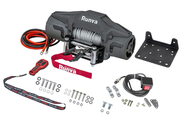 Лебёдка электрическая 12V Runva 6000 lbs 2500 кг (стальной трос)