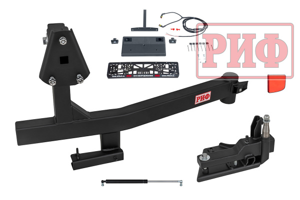 Калитка РИФ в штатный задний бампер Toyota Land Cruiser 200 (2008-2015), под штатное колесо, без фаркопа, с подсветкой номера