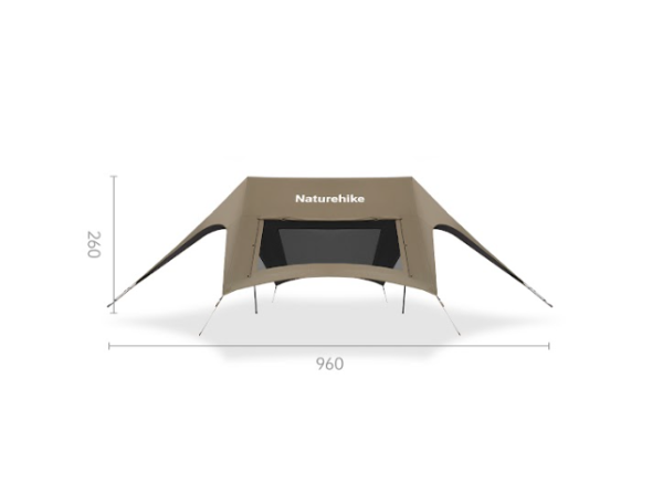 Тент кемпинговый Naturehike Cloud Skies (Yunxiao) 960 PRO 9.6х5,5 м., коричневый, блэкаут