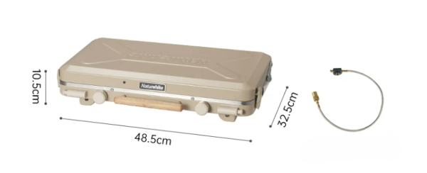 Плита газовая Naturehike 2,5 кВт, двухконфорочная, бежевая