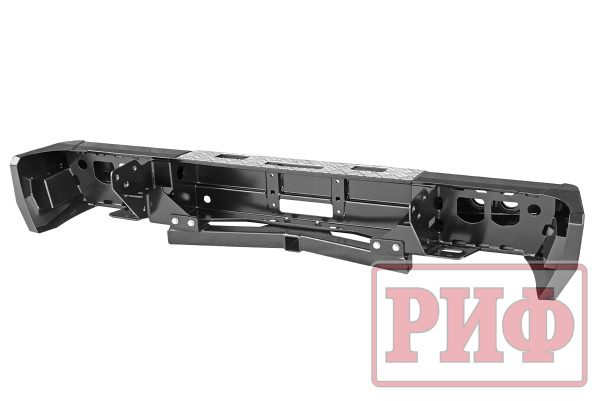 Бампер РИФ задний Toyota Tundra 2007+ с площадкой под лебёдку, квадратом под фаркоп и фонарями