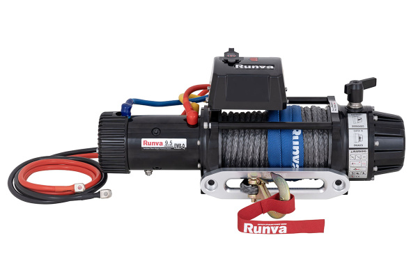 Лебёдка электрическая высокоскоростная 12V Runva EWB9500S-Q 4350 кг, влагозащищенная, синтетический трос