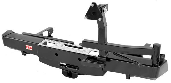 Бампер РИФ задний Toyota Hilux 2015+ с площадкой под лебёдку, квадратом под фаркоп и калиткой