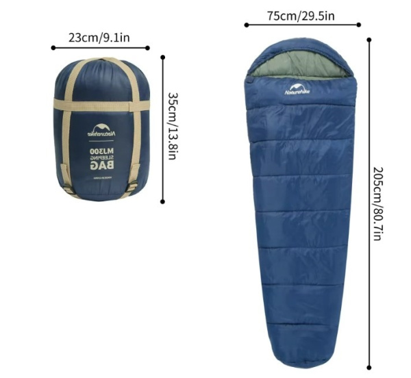 2 Мешок спальный Naturehike Mummy, 205х75 см, (левый) (ТК: +4C), синий 2 Мешок спальный Naturehike Mummy, 205х75 см, (левый) (ТК: +4C), синий